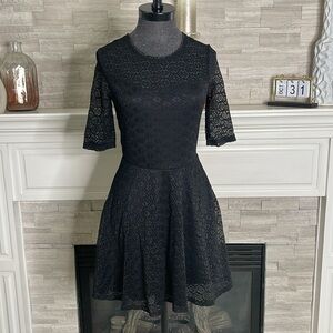 Paper Doll Black Lace Little Black Dress Half Sleeve Size Medium